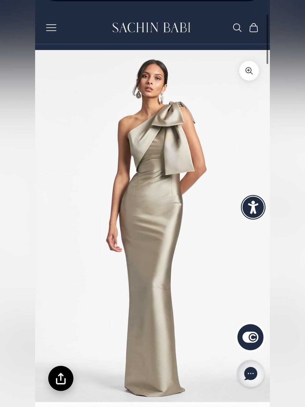 Sachi + Babi Bonnie Gown in Pewter - One shoulder bow Mother of the Bride Dress